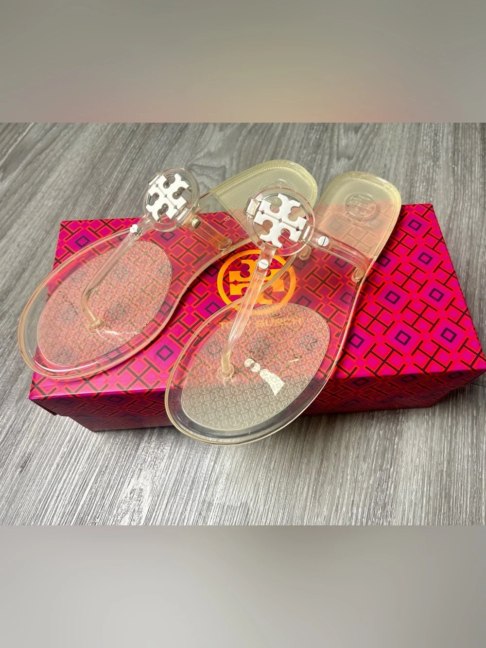 Tory Burch Mini Miller Clear Jelly Thong Sandals Size 8M